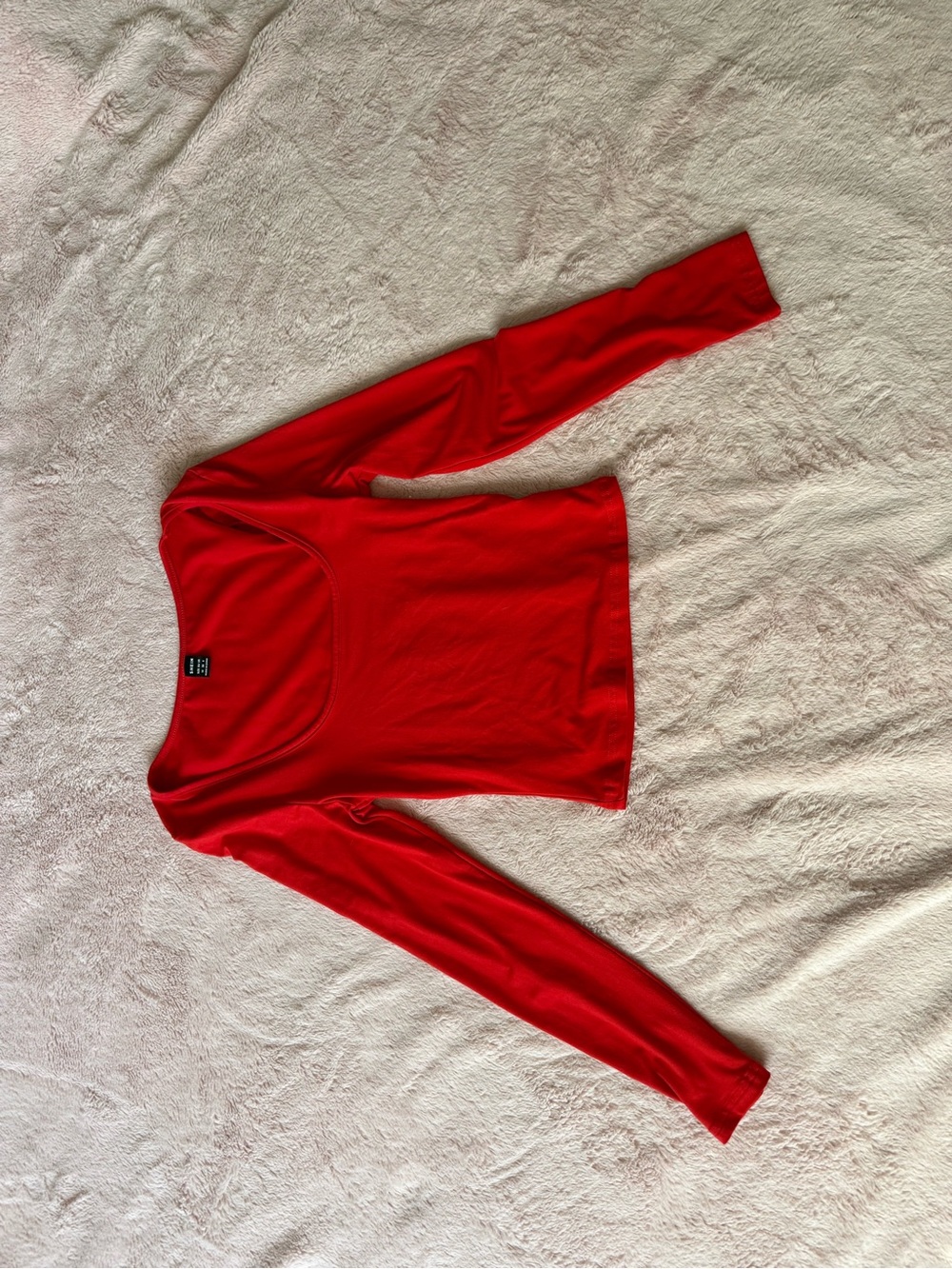 SHEIN Red Scoop-Neck Long Sleeve Top